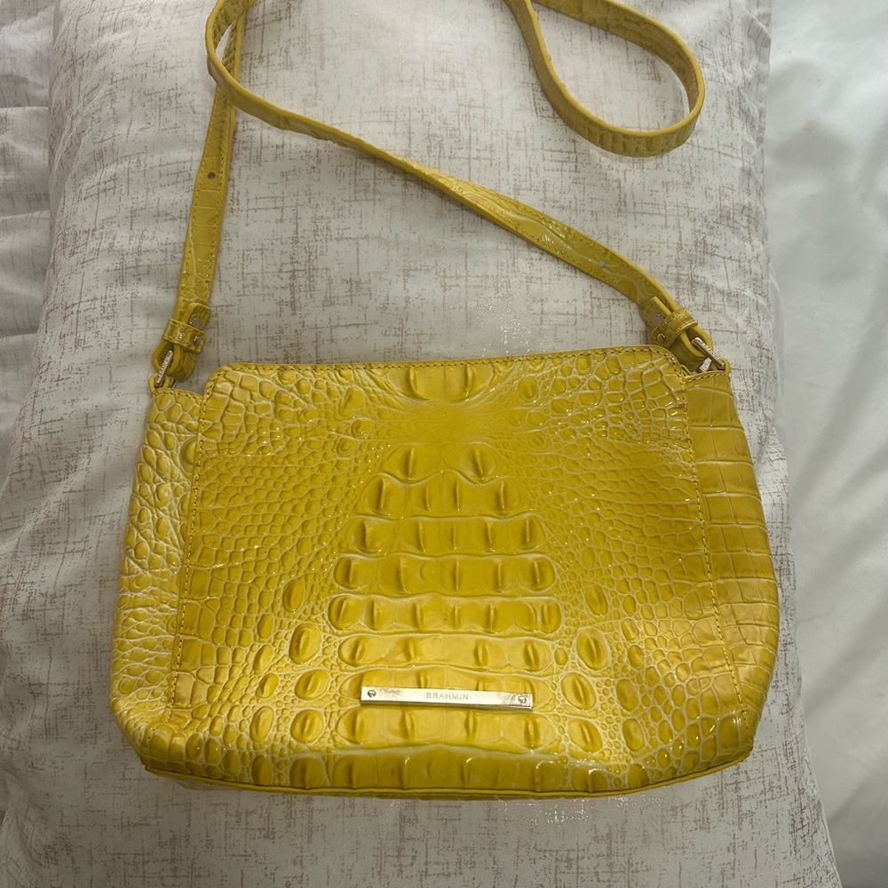 Brahmin Yellow Embossed Crossbody Bag